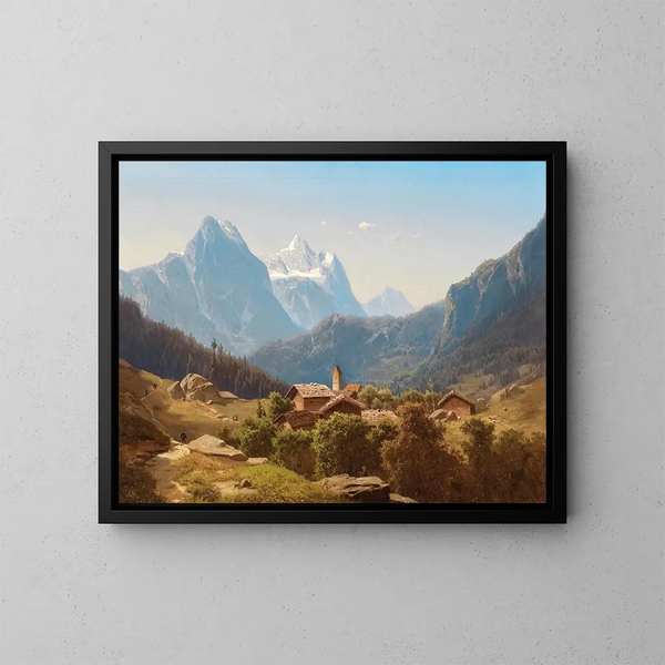 Una escena en las altas tierras bernesas Wetterhorn - Anton Hansch — cuadro enmarcado en la pared