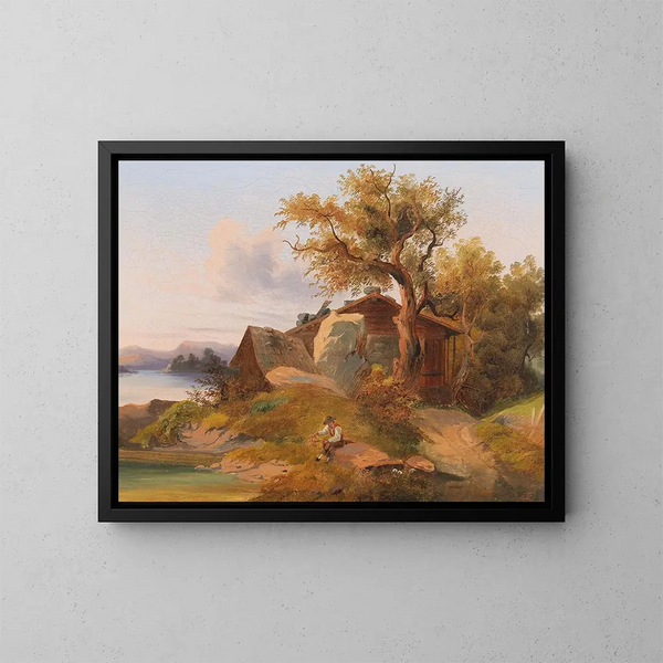 Repos en el borde del arroyo - Anton Hansch — cuadro enmarcado en la pared