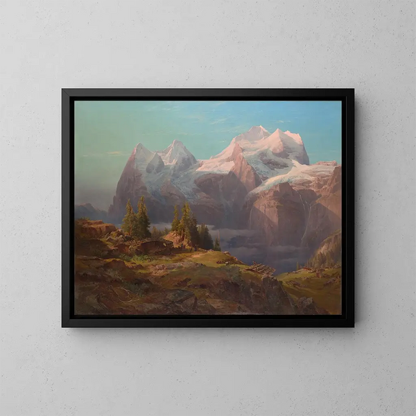 Wengeralp en el Oberland bernés, Eiger, Mönch y Jungfrau - Anton Hansch — cuadro enmarcado en la pared