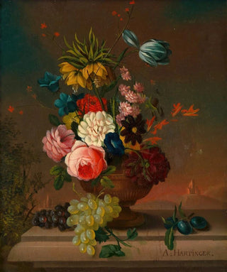 Anton Hartinger - Blumenstillleben mit Obst.webp