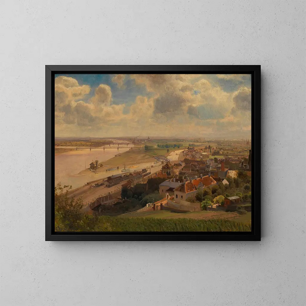 Vista de la ciudad de Viena y del Danubio regulado desde Nussdorf - Anton Hlaváček — cuadro enmarcado en la pared