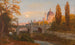 Vista del Wienfluss hacia el puente Elisabeth y la iglesia de San Carlos - Anton Hlaváček — vista de la obra
