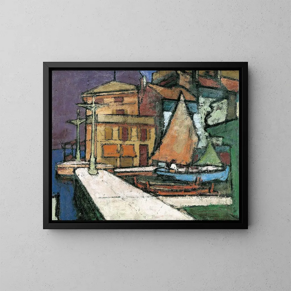 En el puerto de Malcesine - Anton Kerschbaumer — cuadro enmarcado en la pared