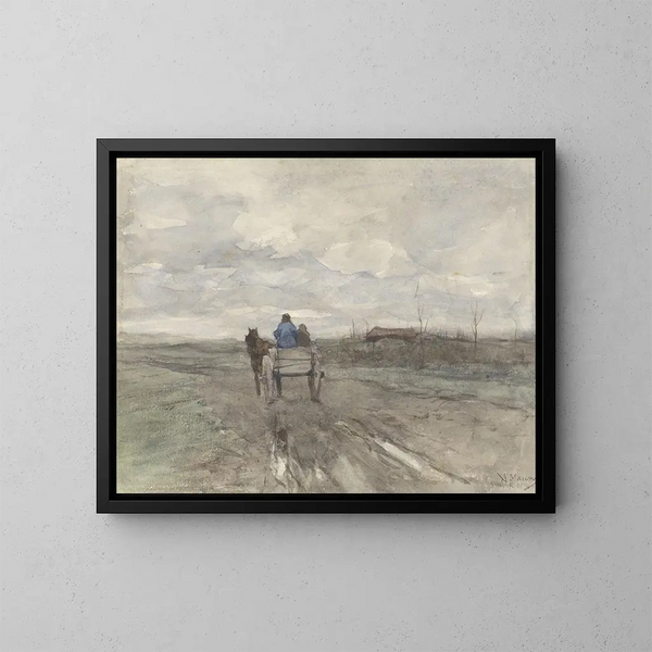 Charette paysanne sur un camino de tierra - Anton Mauve — cuadro enmarcado en la pared