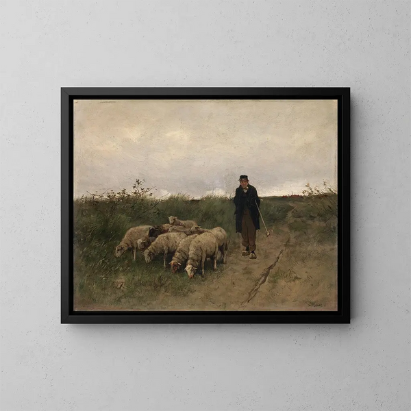 de Pastores y ovejas - Anton Mauve — cuadro enmarcado en la pared