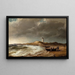 Fishermen near their boats on the beach near Skagen Lighthouse - Anton Melbye — framed artwork on a wall