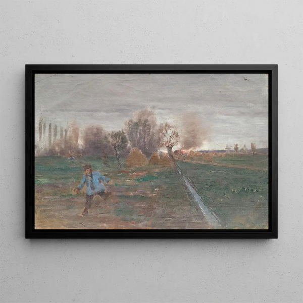 Anton Nowak - Landschaft mit brennendem Gehft.webp