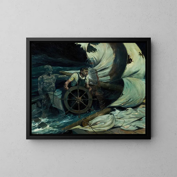 Peligro en el mar - Anton Otto Fischer — cuadro enmarcado en la pared