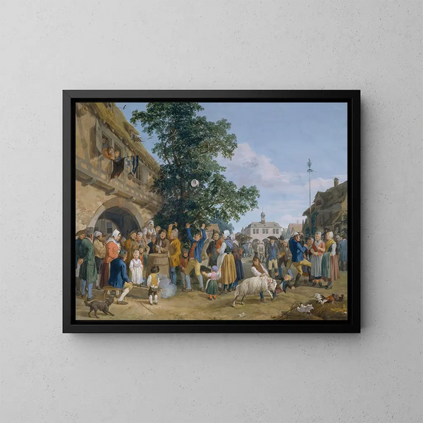 un carnero en los alrededores de Fráncfort del Meno, escena de fiesta patronal - Anton Radl — cuadro enmarcado en la pared