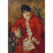 Reproduction of the painting Woman in a scarlet dress with newspaper and ficus Woman in a red dress with newspaper - Anton Romako