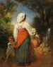 Mujer italiana con niño en la fuente - Anton Romako — vista de la obra