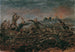 Dance of Death on the battlefield in front of burning ruins - Anton Romako — artwork view