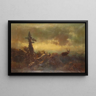 Anton Schrdl - Hochebene mit Hirsch.webp