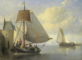 Antonie Waldorp - Riviergezicht met een waltoren genspireerd op de Camperveerse toren te Veere.webp