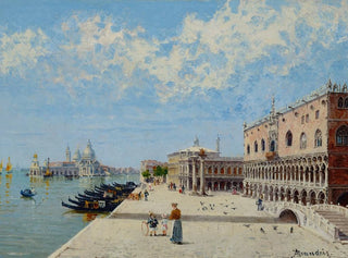 Antonietta Brandeis - Figures by the Molo with the Libreria the Punta della Dogana and Santa Maria della Salute beyond.webp