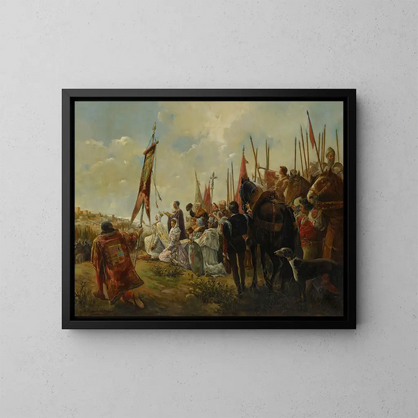 Isabelle I de Castilla, conquistadora de Granada - Antonio Casanova y Estorach — cuadro enmarcado en la pared