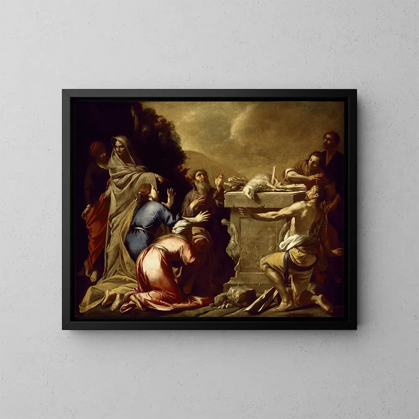 El Sacrificio de Noé - Antonio de Bellis — cuadro enmarcado en la pared
