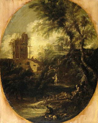 Antonio Francesco Peruzzini - Landscape with Hermit Pilgrim and Peasant Woman.webp