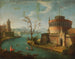 a whimsical Italian river landscape - Antonio Joli — artwork view