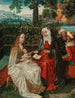 The Virgin and Child with Saint Anne in a walled garden with Joachim and Joseph beyond - Antwerp School — artwork view
