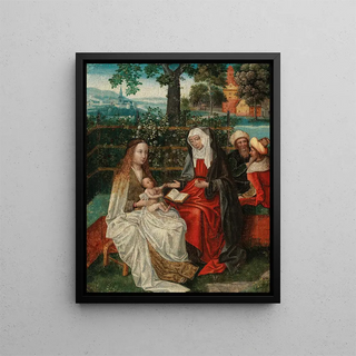 Antwerp School - The Virgin and Child with Saint Anne in an enclosed garden with Joachim and Joseph beyond.webp