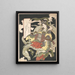 Benzaiten painting, goddess of music and good fortune sitting on a white dragon - Aoigaoka Keisei — framed artwork on a wall