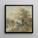Tree and peasant house by the stream with a woman - Anton Burger — framed artwork on a wall