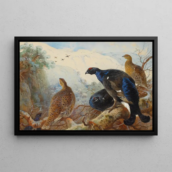 Grand Capercaillie Painting - Archibald Thorburn — framed artwork on a wall