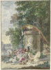 Peacock and poultry in a park chased by a dog - Arie Lamme — artwork view