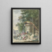 Peacock and poultry in a park chased by a dog - Arie Lamme — framed artwork on a wall