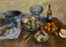 Naturaleza muerta con pasteles y frutas - Aristarkh Lentulov — vista de la obra