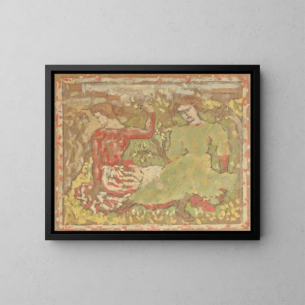 Dos jóvenes mujeres en un huerto - Aristide Maillol — cuadro enmarcado en la pared