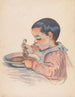 Niño comiendo sopa - Armand Guillaumin — vista de la obra