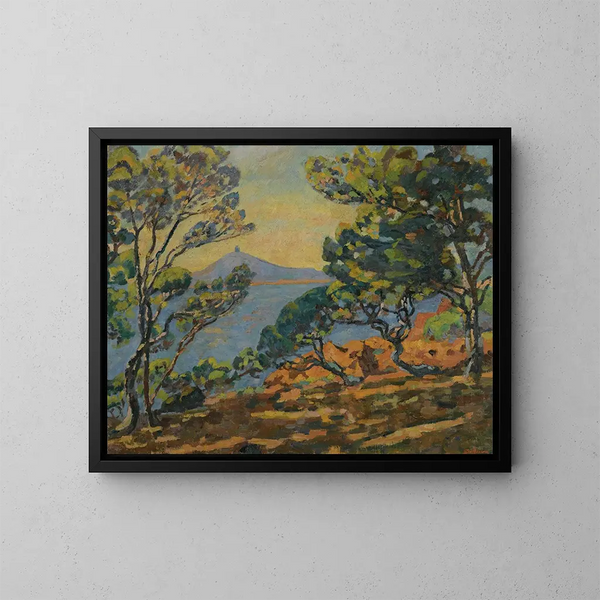 La Bahía de Agay y el Semáforo - Armand Guillaumin — cuadro enmarcado en la pared