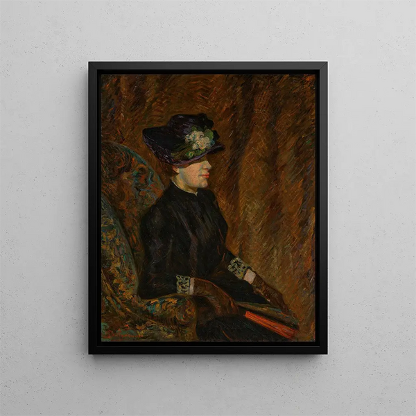 Madame Guillaumin con un abanico - Armand Guillaumin — cuadro enmarcado en la pared
