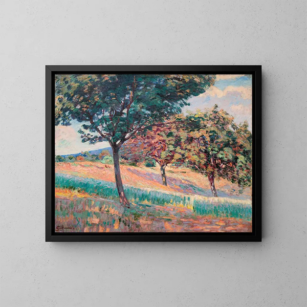 Verger en el borde de un bosque en Saint-Chéron - Armand Guillaumin — cuadro enmarcado en la pared