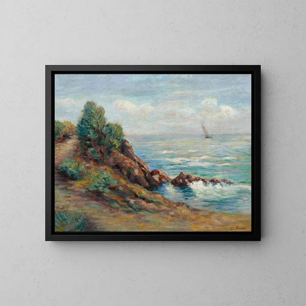 Velero en Agay - Armand Guillaumin — cuadro enmarcado en la pared