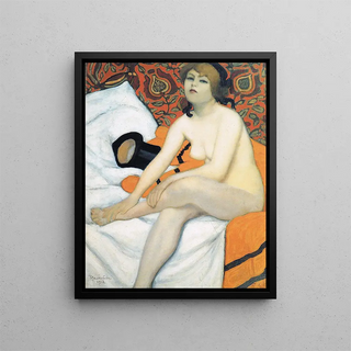 El bata amarillo - Armand Rassenfosse — cuadro enmarcado en la pared