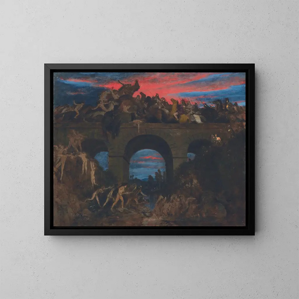 Batalla sobre el puente - Arnold Böcklin — cuadro enmarcado en la pared