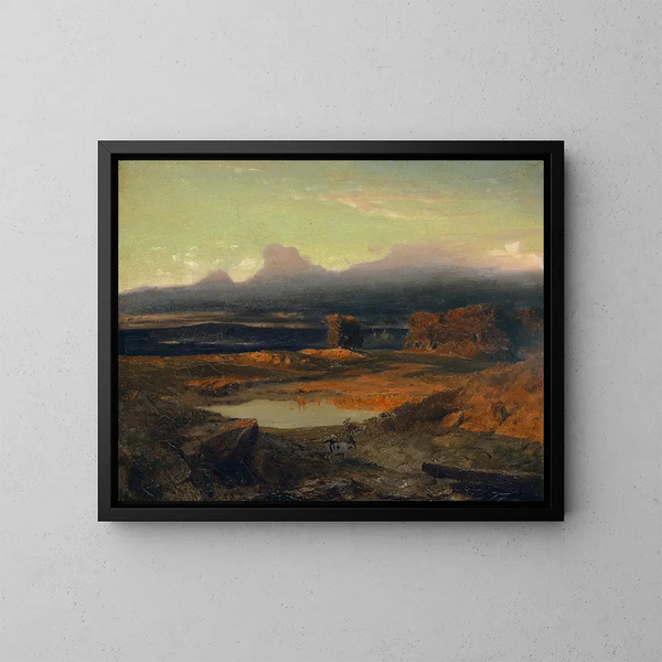 Paisaje al atardecer 1849 - Arnold Böcklin — cuadro enmarcado en la pared