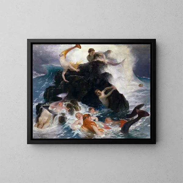 Juego de las Nereidas - Arnold Böcklin — cuadro enmarcado en la pared