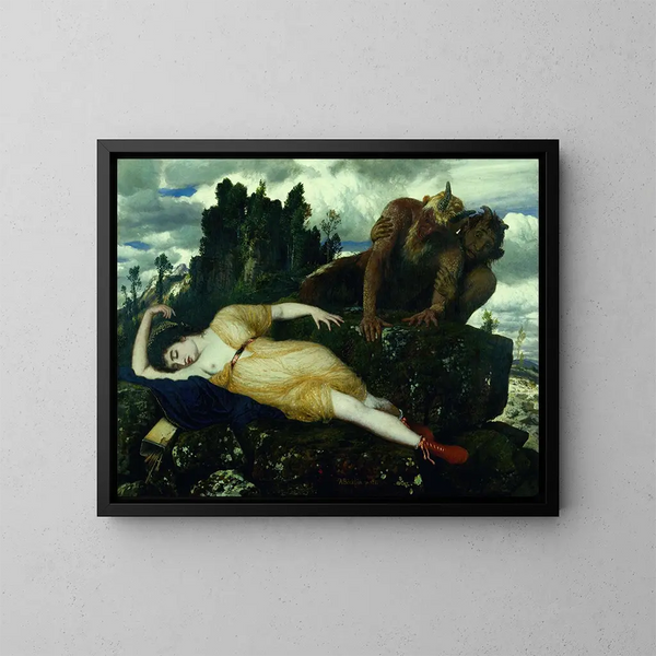 Diane dormida vigilada por dos faunos - Arnold Böcklin — cuadro enmarcado en la pared