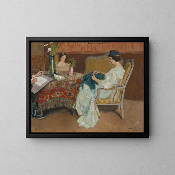 Family Scene - Arnold Borisovich Lakhovsky — framed artwork on a wall