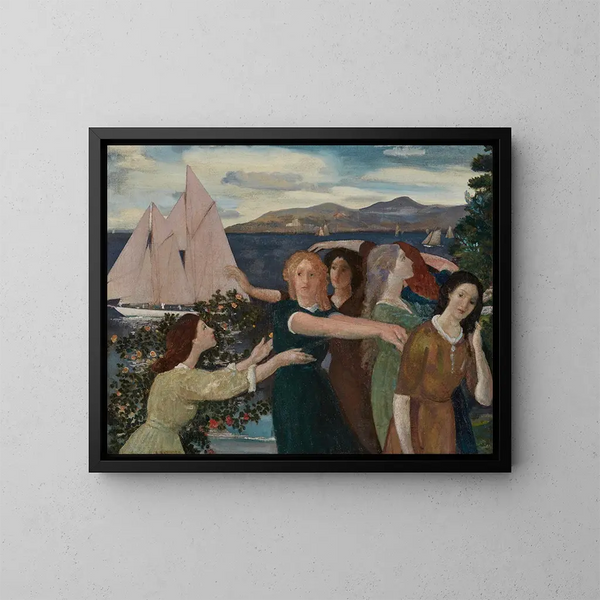 Across the Port - Arthur Bowen Davies — framed artwork on a wall