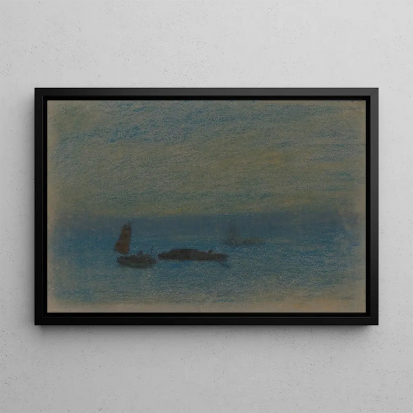 Bateaux la nuit - Arthur Bowen Davies — framed artwork on a wall