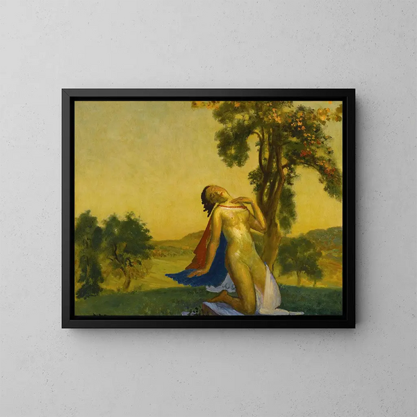 Breathable Sacrifice Painting - Arthur Bowen Davies — framed artwork on a wall