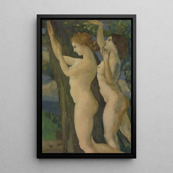 Gentle trembling leaves - Arthur Bowen Davies — framed artwork on a wall