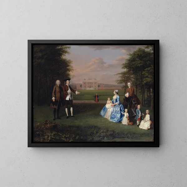 Robert Gwillym d'Atherton y su familia - Arthur Devis — cuadro enmarcado en la pared