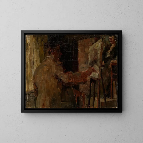 Wilhelm Trübner en el taller - Arthur Grimm — cuadro enmarcado en la pared