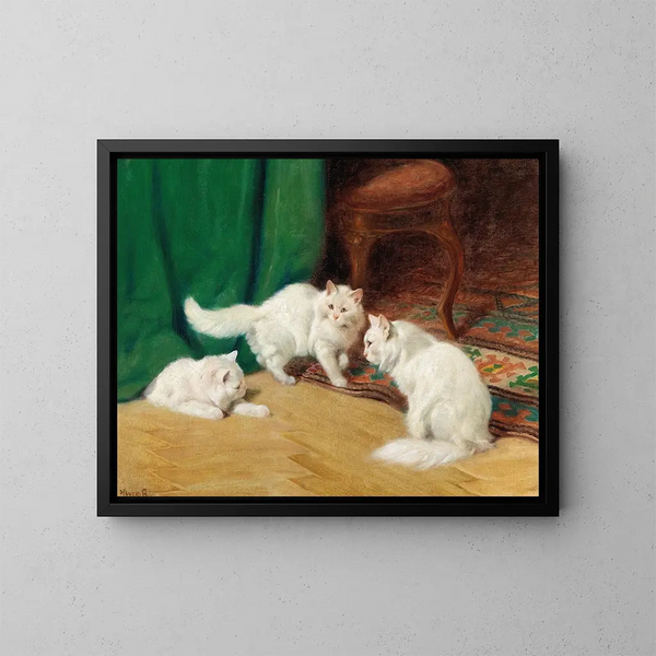 Conversación entre los gatos - Arthur Heyer — cuadro enmarcado en la pared